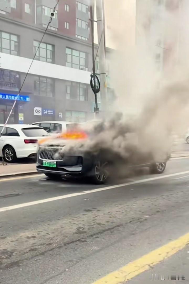 长春，如此寒冷的地方，电车居然还会燃烧，两个人都没能将火扑灭，直到消防员赶来，才