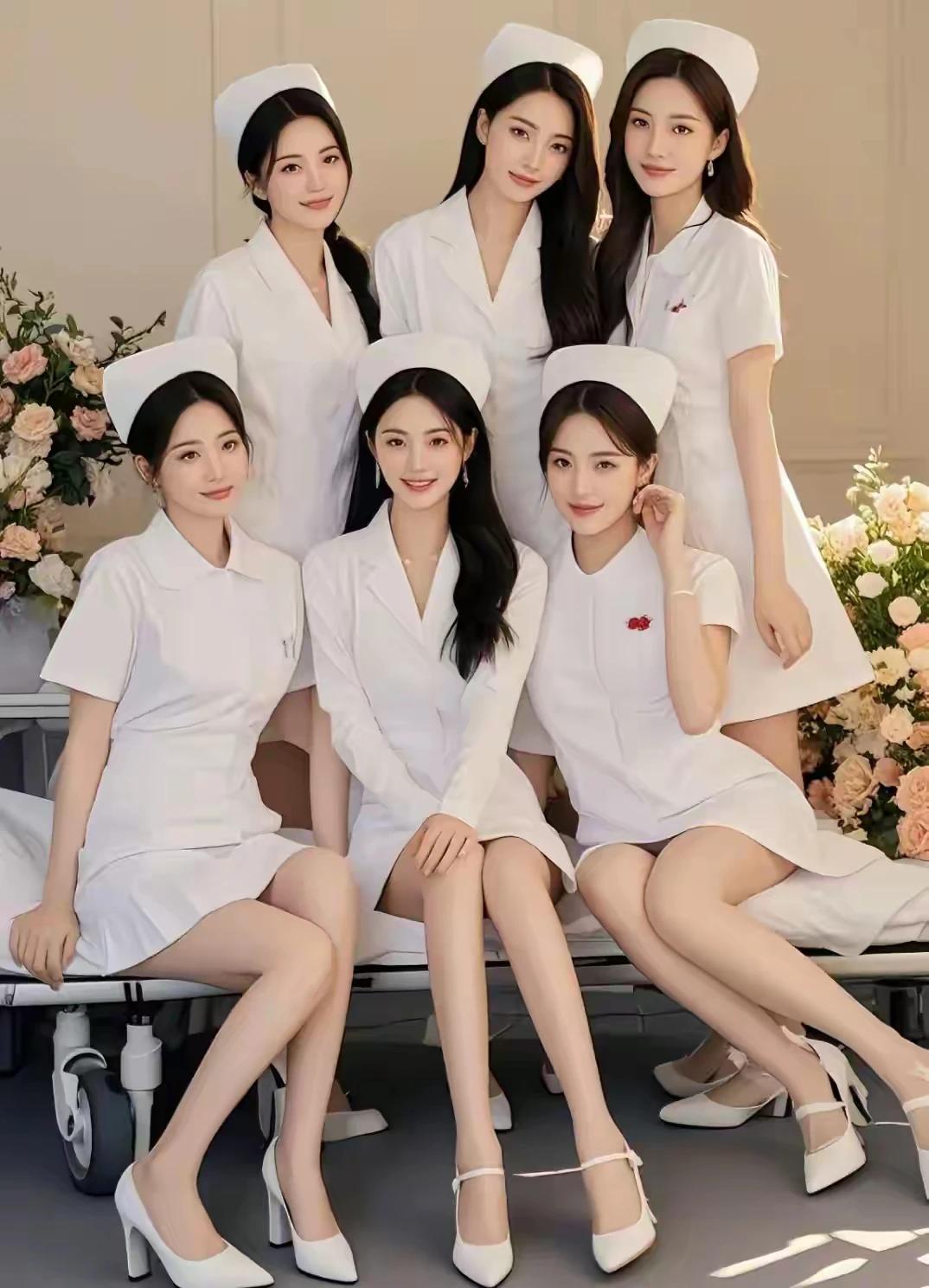 男士们还是免了吧！因为这些护士小姐姐太漂亮，肤白发黑，俊俏的脸蛋，周身上下一片透
