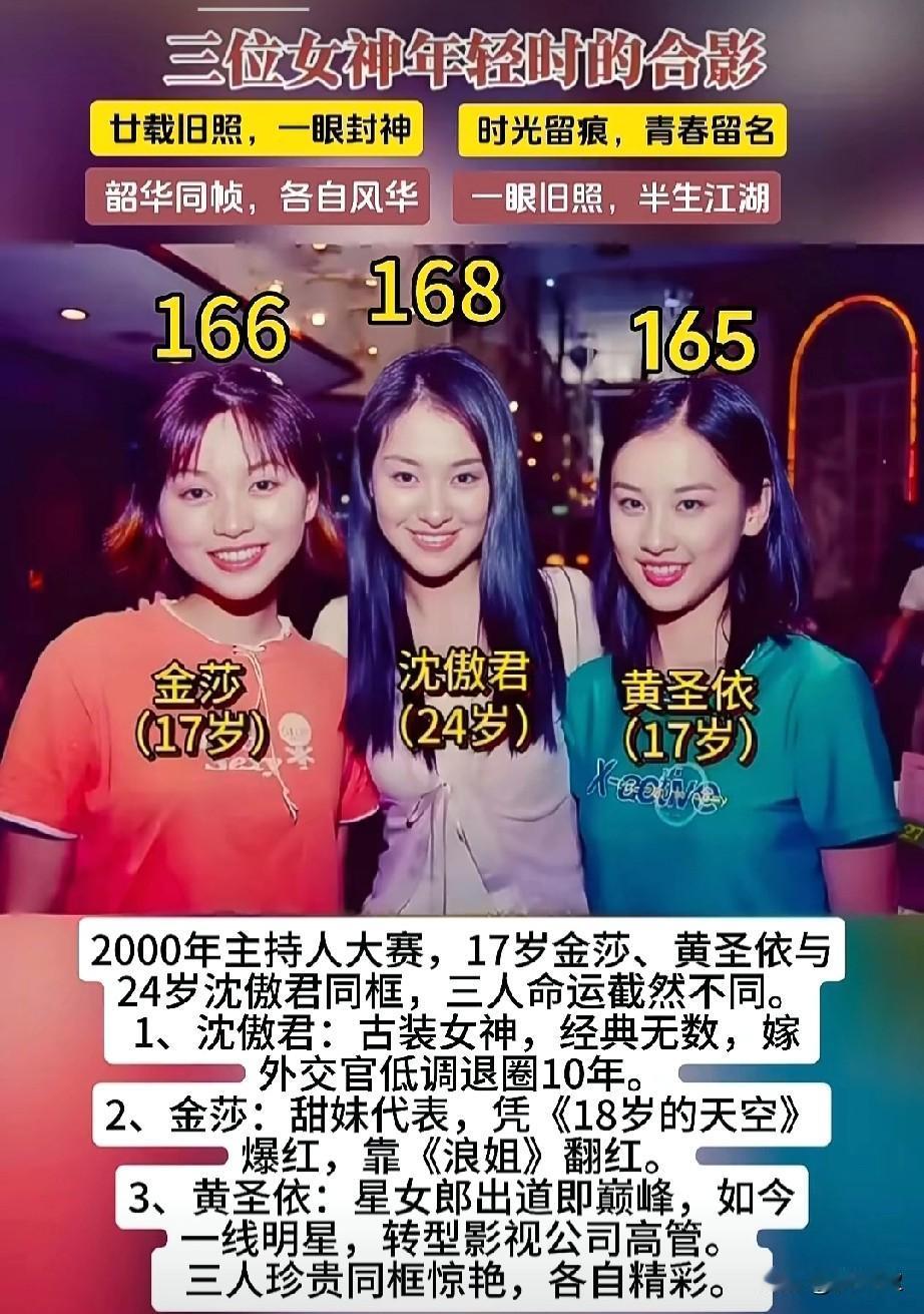 芳华一瞬，人生百味。三位女神年轻时的合影三人同框如此珍贵！也岁月匆匆，