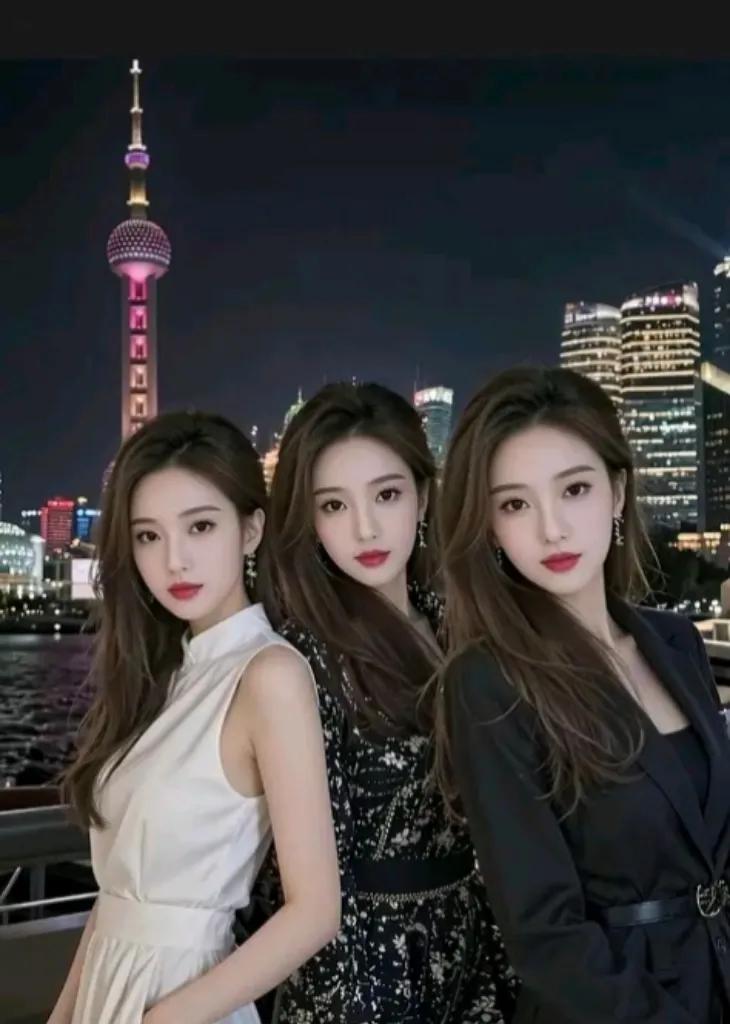 美女三胞胎姐妹👭，长得纯甜可爱，你们喜欢哪一个美女😘三胞胎联萌