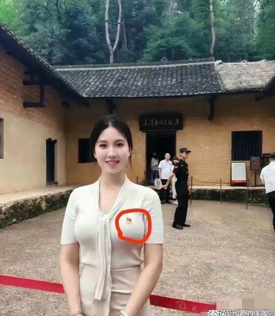 近日，一位女士引发了广泛关注。她佩戴着醒目的党徽，衣着得体，举止端庄，完美展现了