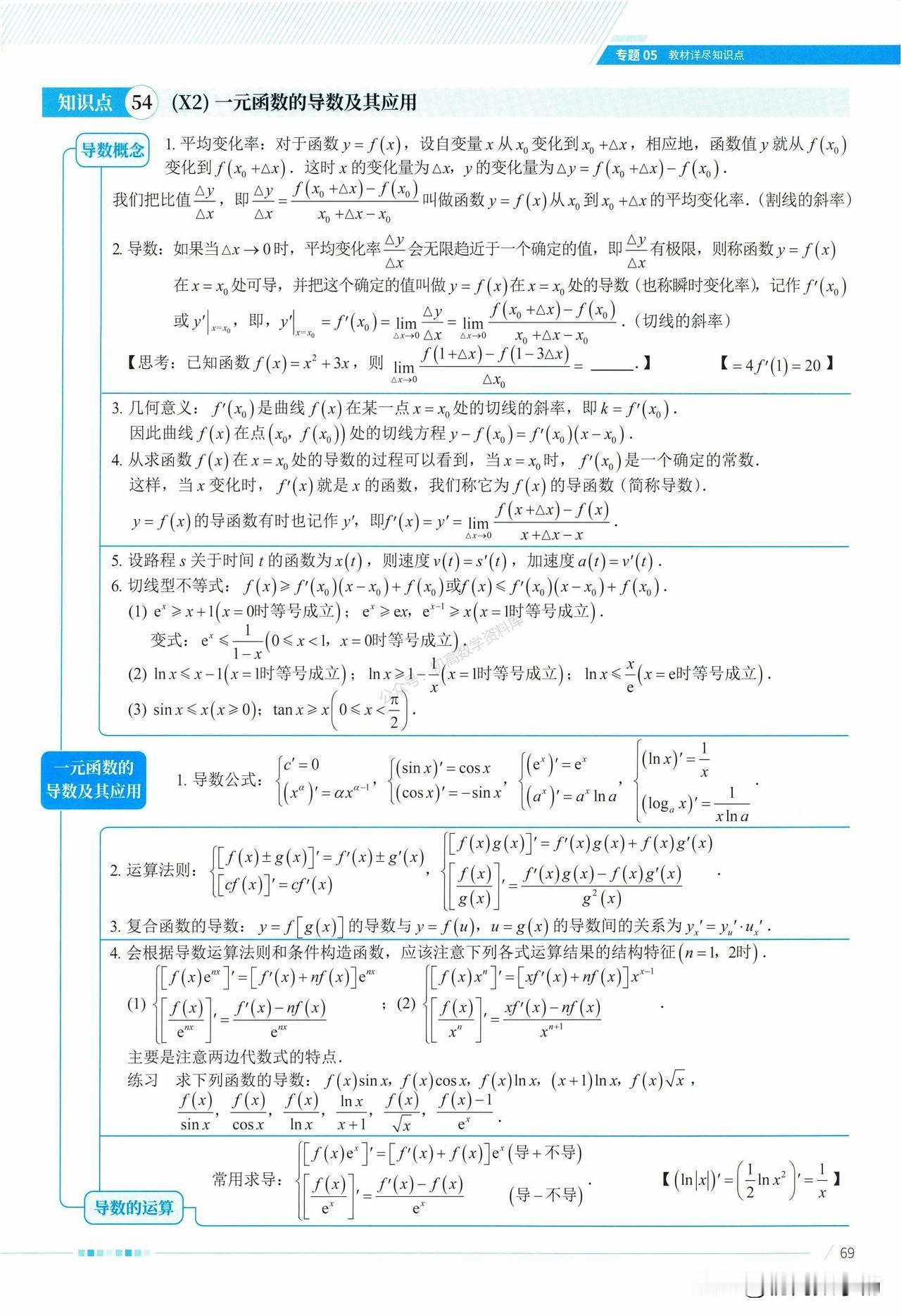 高中数学——导数拓展技巧汇编