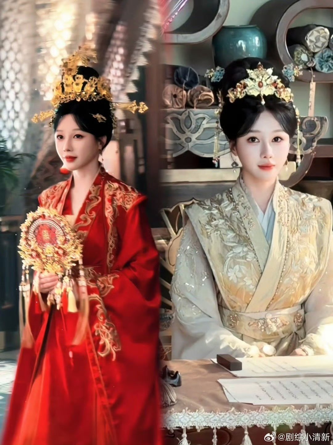 比长剧还卷的短剧女主妆造来了浅金裙灵动娇俏那个裙摆转起来一定很好看，连配饰的颜