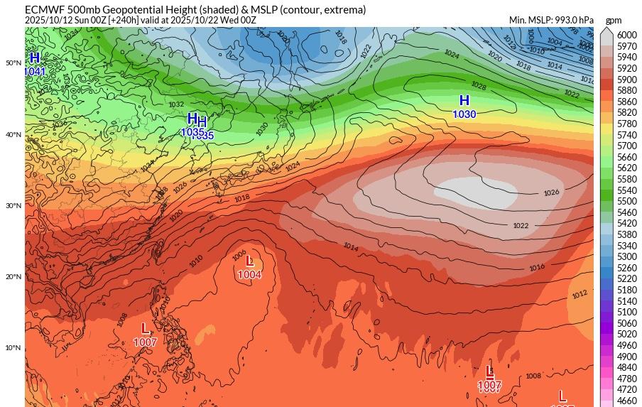 24号台风风神的酝酿看起来还是存在，EC也增强了一点点，包括一些AI数据，也继