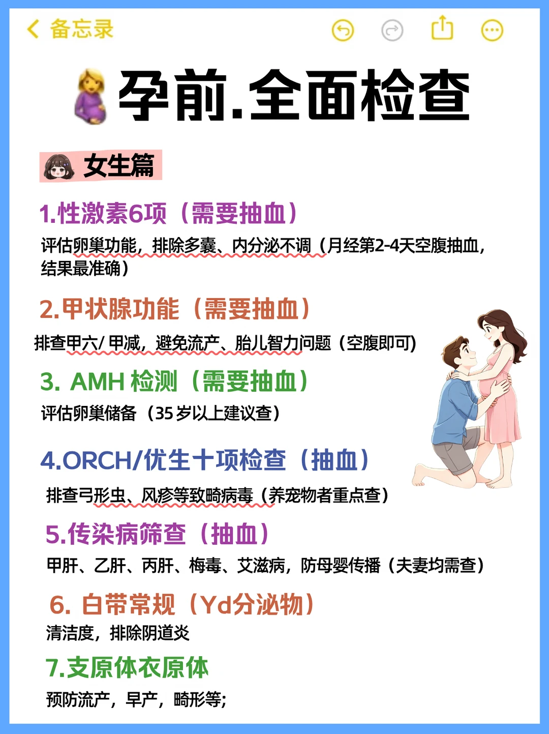 🤰备孕检查📝！一篇讲清楚男女检查项目✅