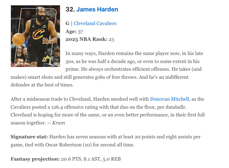 ESPN公布新赛季NBA百大球星排名，骑士目前共有5人入选：米切尔：前10具体
