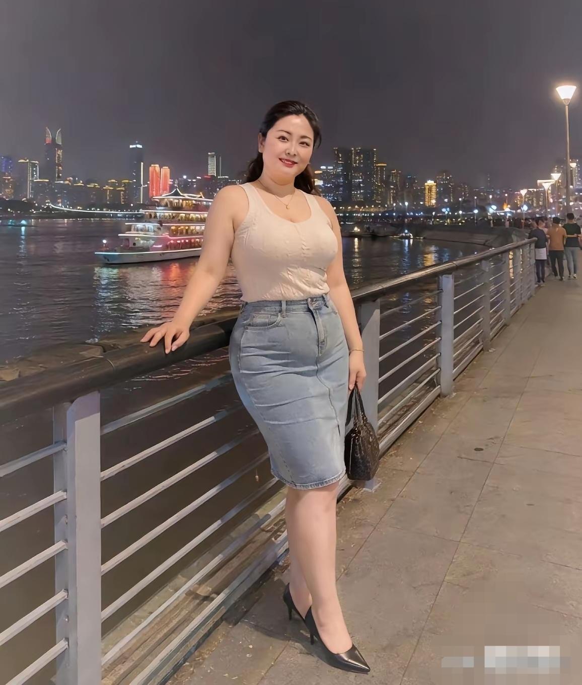 站在城市的江边，多年不见的高中同学依然漂亮