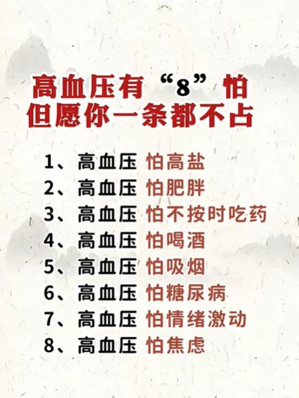高血压有“8”怕，但愿你一条都不占