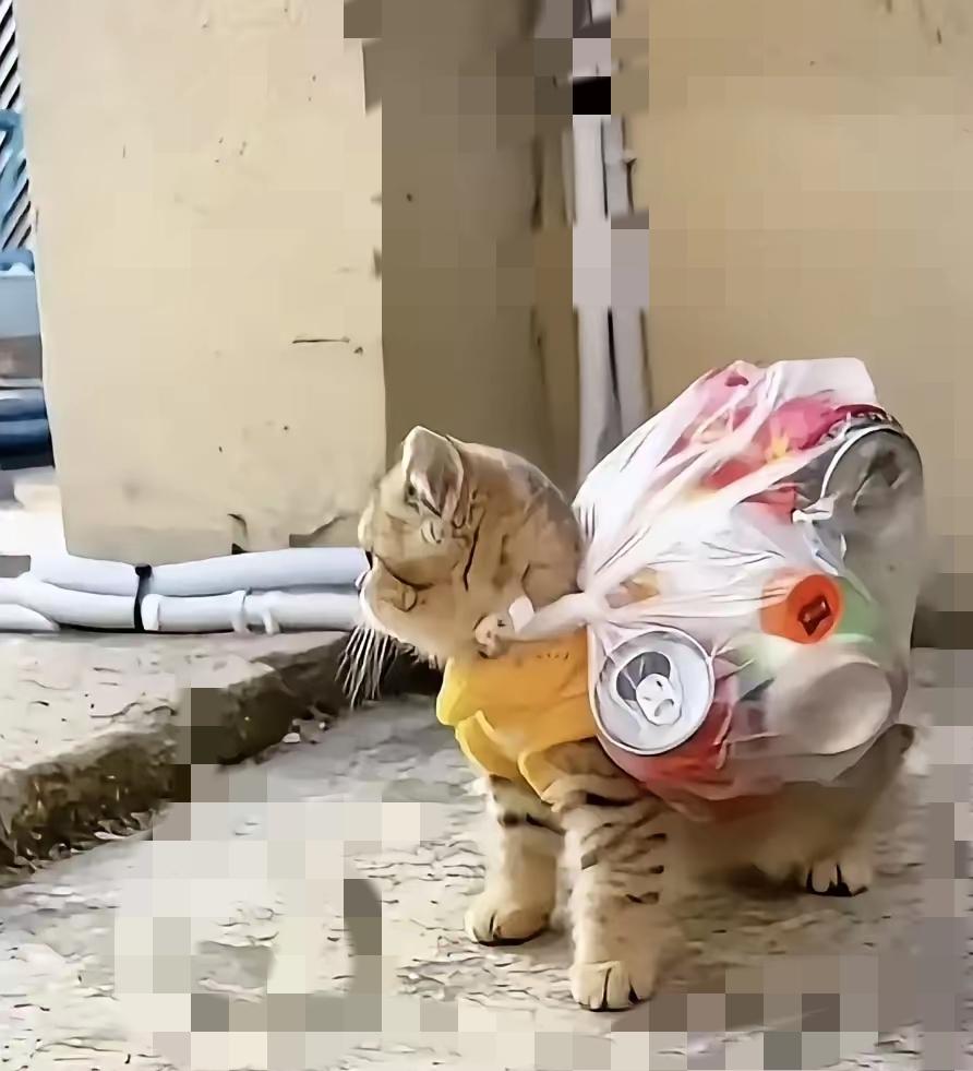 谁懂啊！这只小猫咪简直是阿婆的小棉袄，太暖心了！一位阿婆平时总带着自家小猫