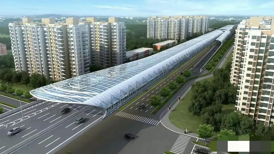 济南凤凰路高架隔音棚效果图出炉，不愧是花了百亿修建的天价高架路，这隔音棚看着高端