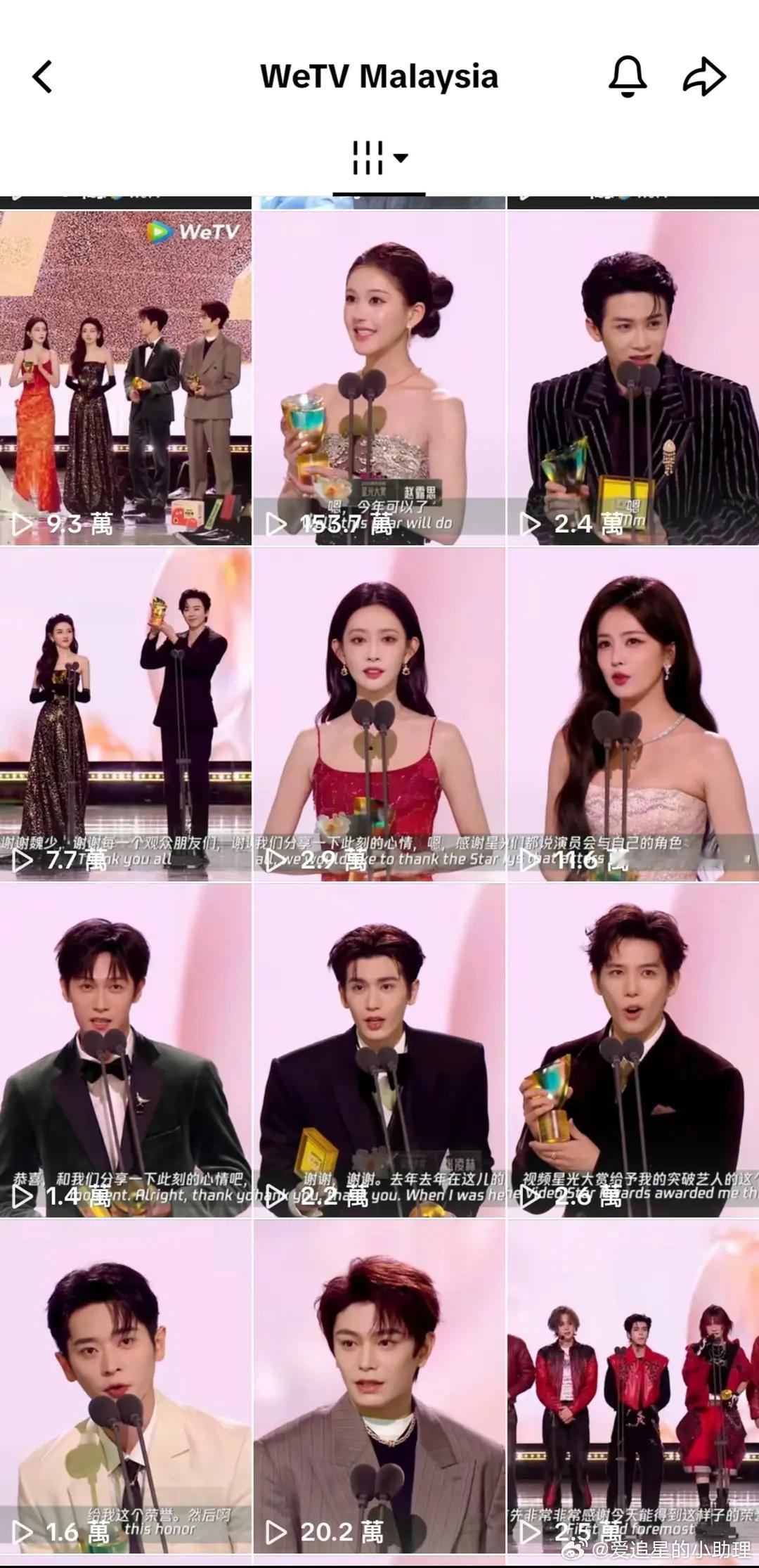 星光大赏wetv海外数据，最近大热的孟子义竟然只有2w，赵露思断层第一，什么水平