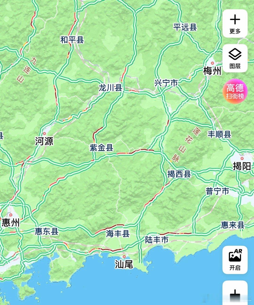 返程堵车又看了一眼广东，不愧是人口与经济齐飞的大省...高速路上的车流堵得恨不能