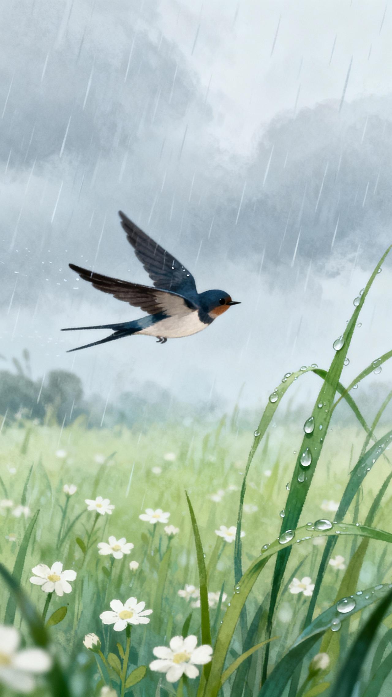 在那广袤无垠的天空之中，一只小鸟轻盈地穿梭于云端与林间，仿佛一缕飘逸的云彩，又似