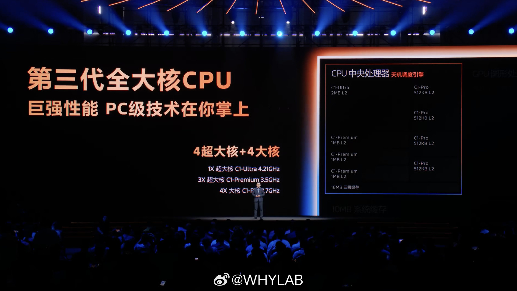 天玑9500CPU为1×4.21GHzC1-Ultra（2MBL2