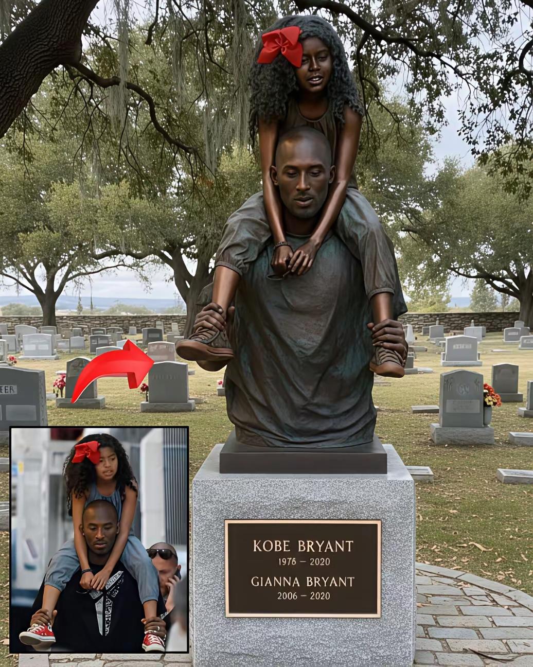 第一次见到科比和他女儿的墓碑。科比和他女儿是在2020年因为空难离世的，都已