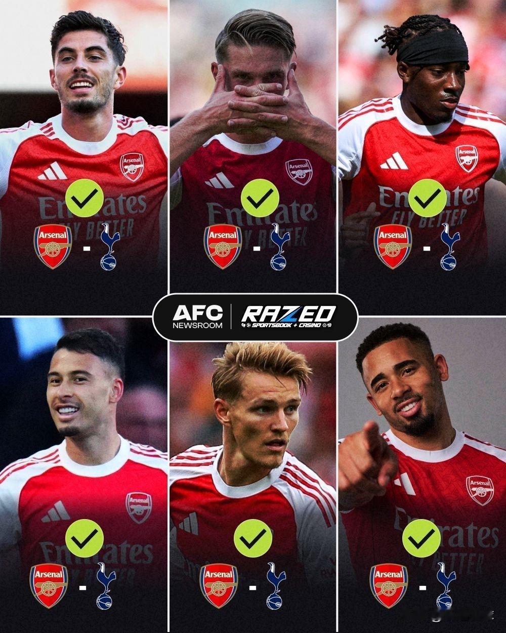 就问热刺的防线顶不顶得住？据伦敦足球网报道，有五名阿森纳球员预计将在即将到来的