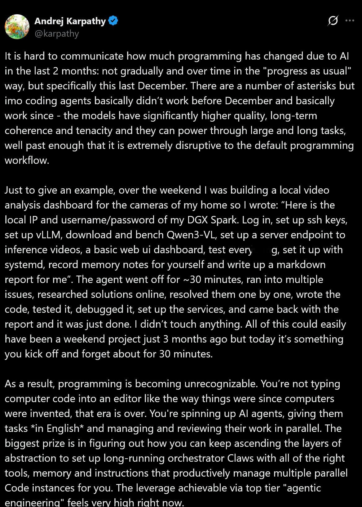 AndrejKarpathy:编程变得面目全非