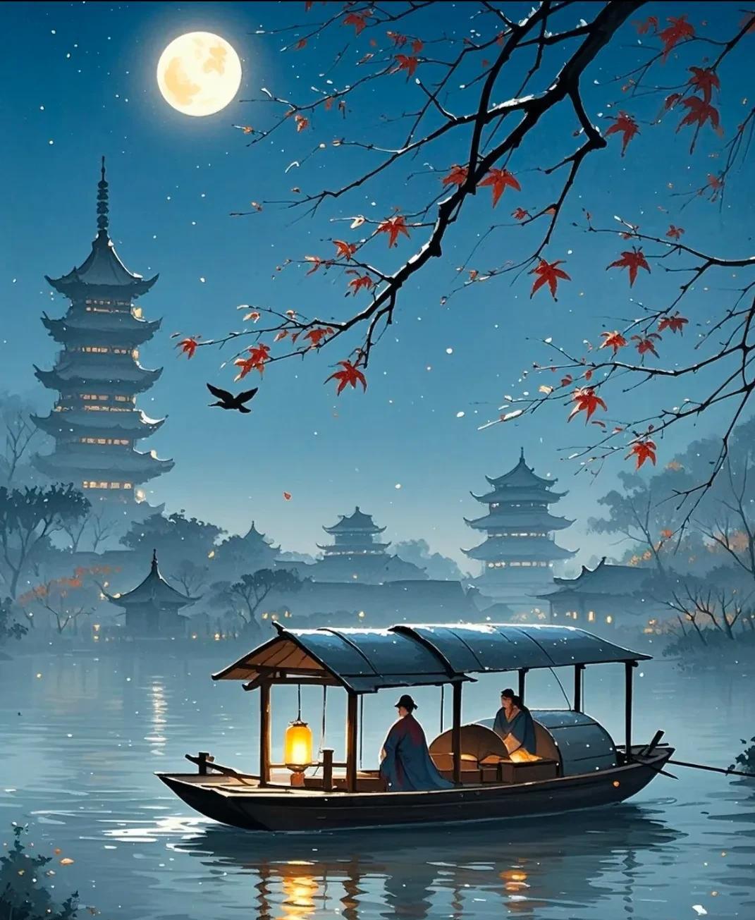 上联：月洒江天，凭栏遥看渔火明；下联：？？？？上联：月洒江天，凭栏遥看渔火明