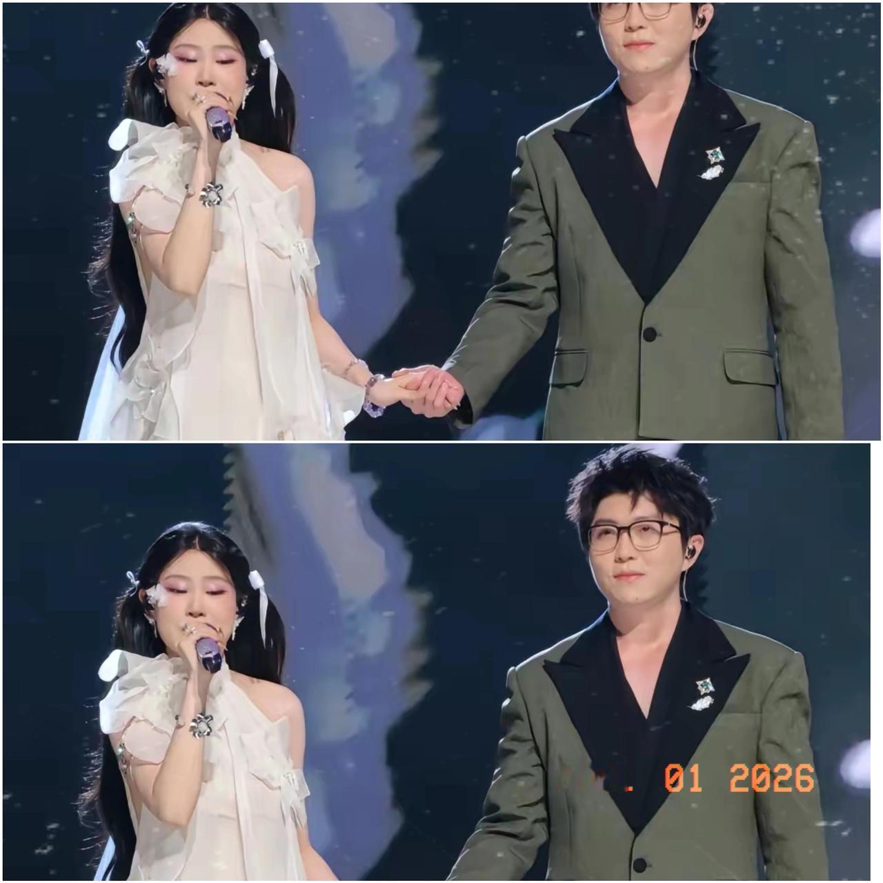 不出意外，​意外又发生了，​江苏卫视跨年演唱会上，沈佳润和毛不易合唱《不染》