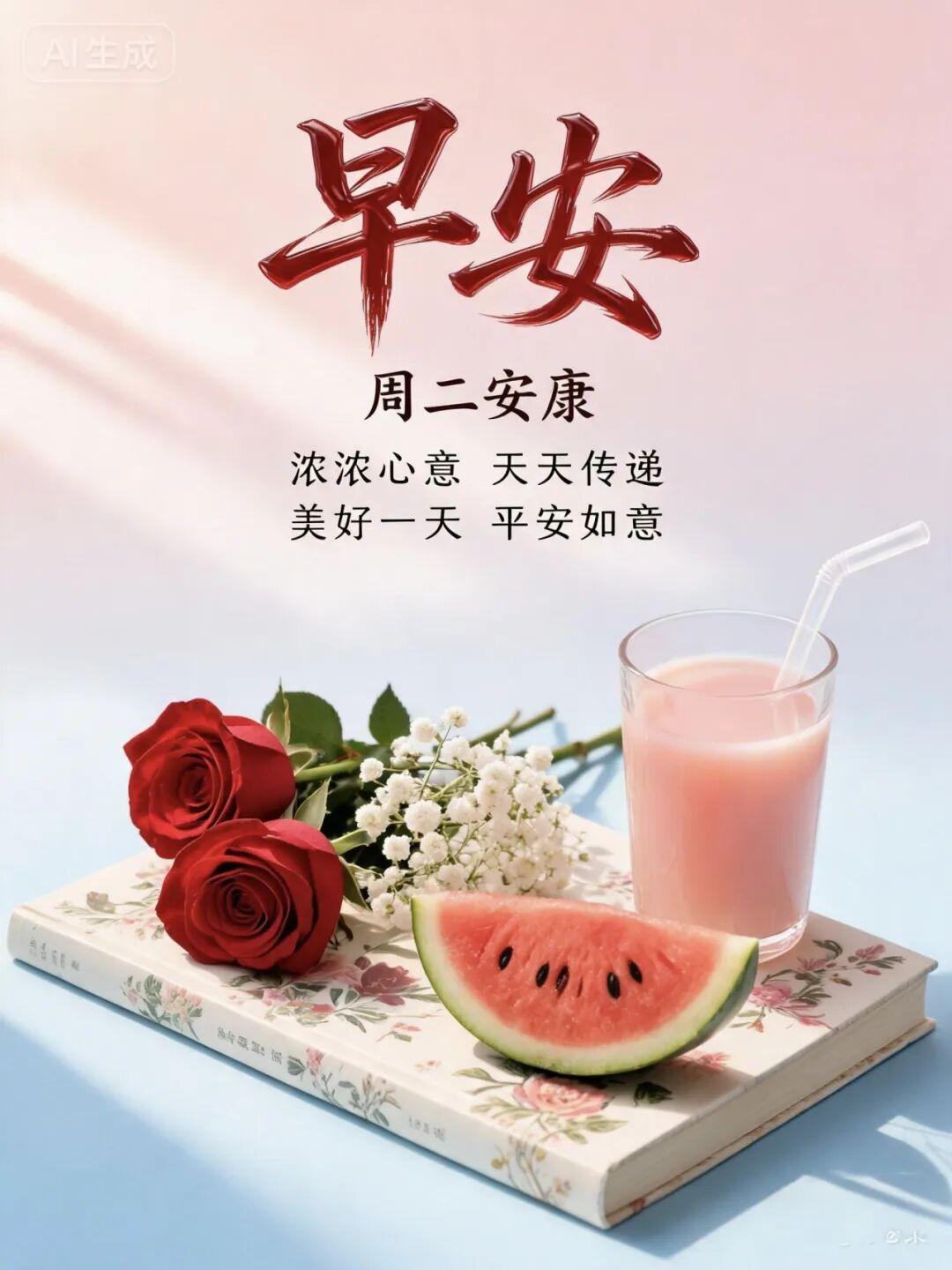 最美的风景在路上，最好的朋友记心上，脸上常挂笑容，清早送上最真诚的祝愿。周二愉快