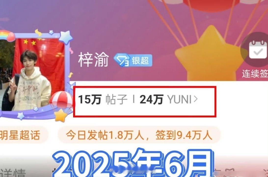 短短的不到半年时间，梓渝的超话发帖量直接破亿了，看来多参加音乐节也是条不错的吸