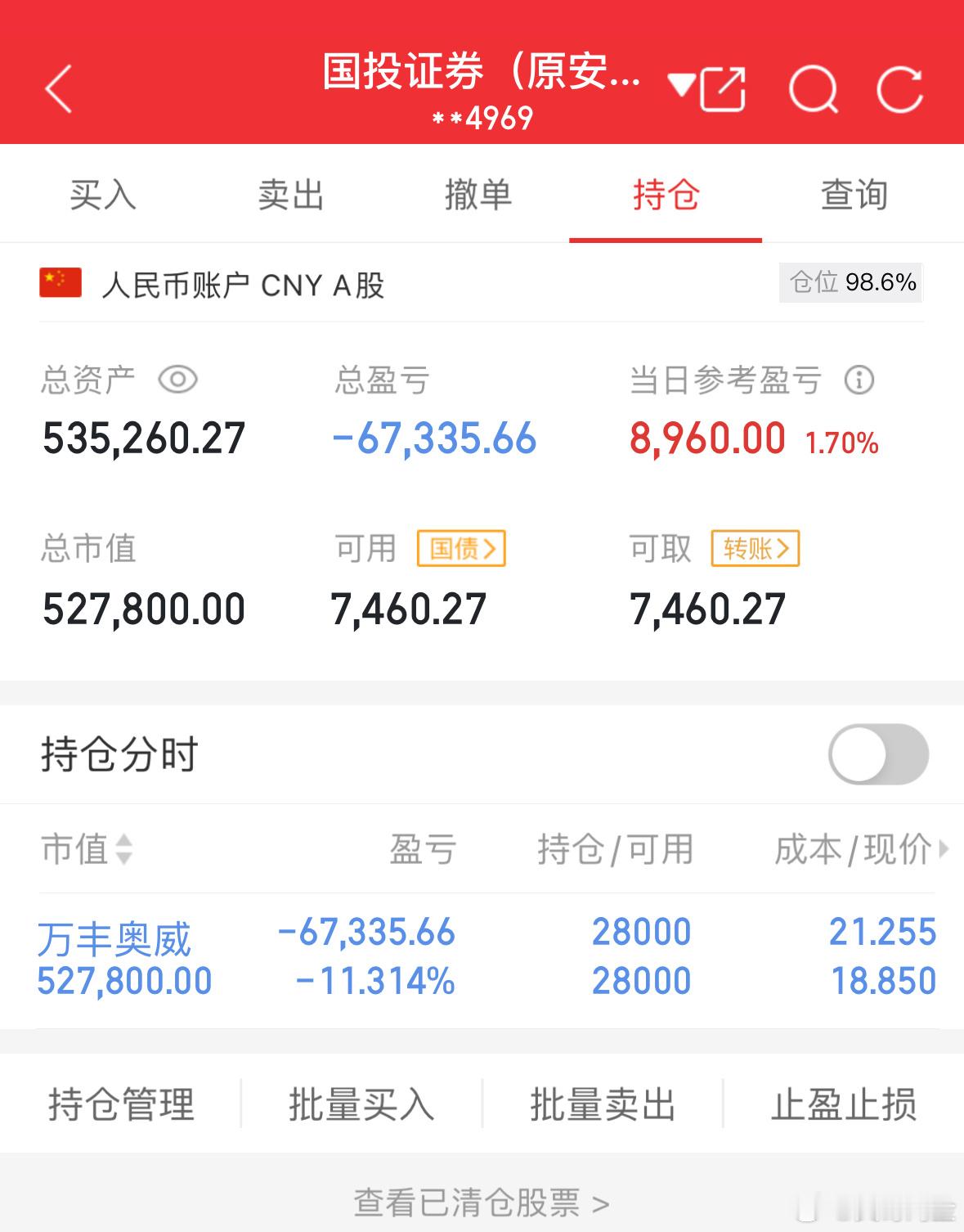 50万实盘挑战一年做到500万（第52天）总资产：535260当日参考盈亏：+8