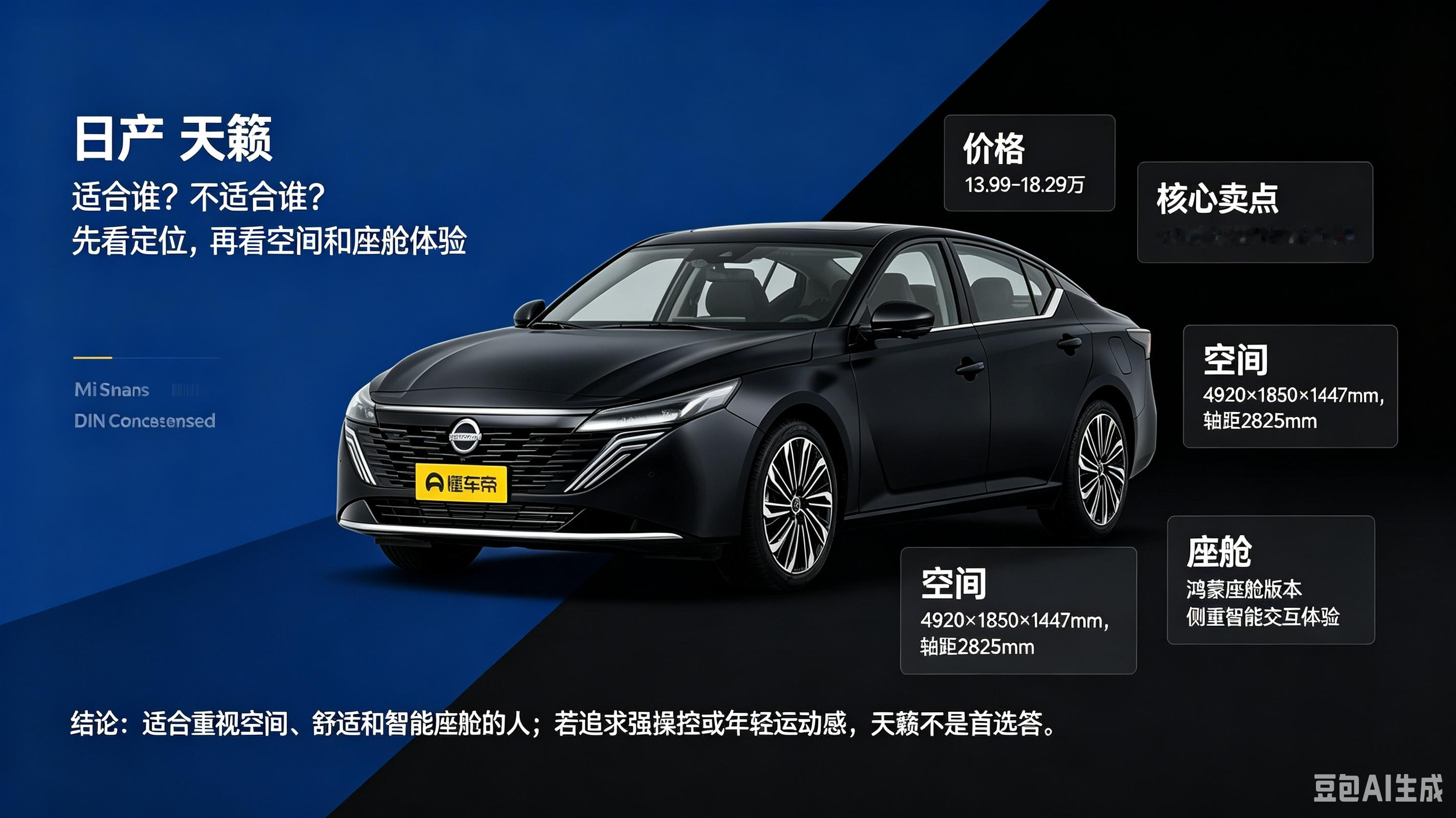 日产天籁指导价13.99‑18.29万，作为中型车轴距2825mm，后排空间表现宽裕。座椅舒适性一直