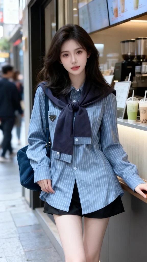学院风穿搭韩风穿搭今日份清纯风穿搭条纹穿搭yyds街拍