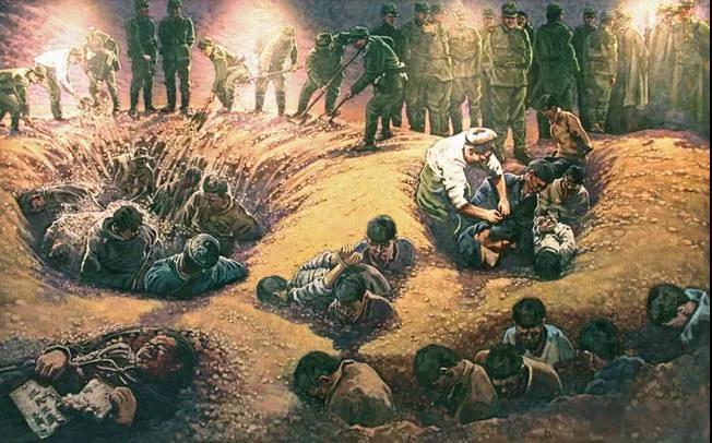 1937年12月16日，汉奸詹荣光带着一群日本兵突然来到金陵中学，一个难民边跑边