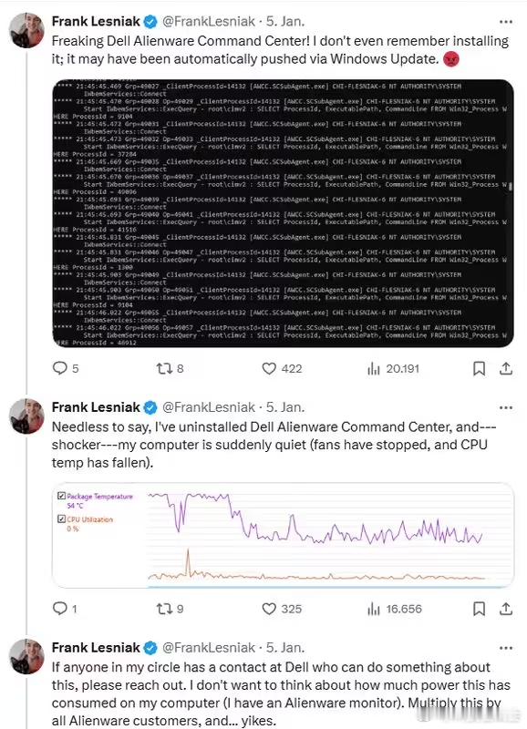 戴尔正式回应了自家的外星人软件AWCC会导致部分Alienware设备CP
