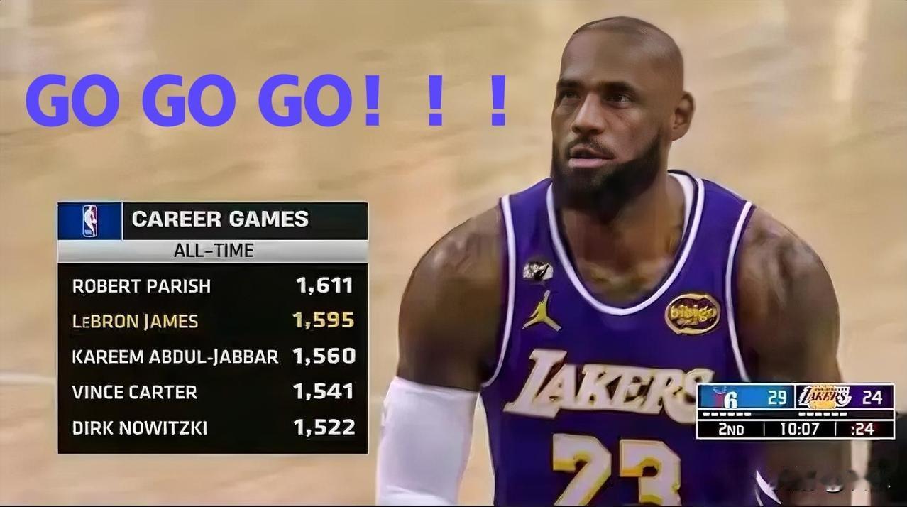 这还了得，下赛季随便打一下两项纪录又归自己名下战胜76人后，詹姆斯出场数来到了