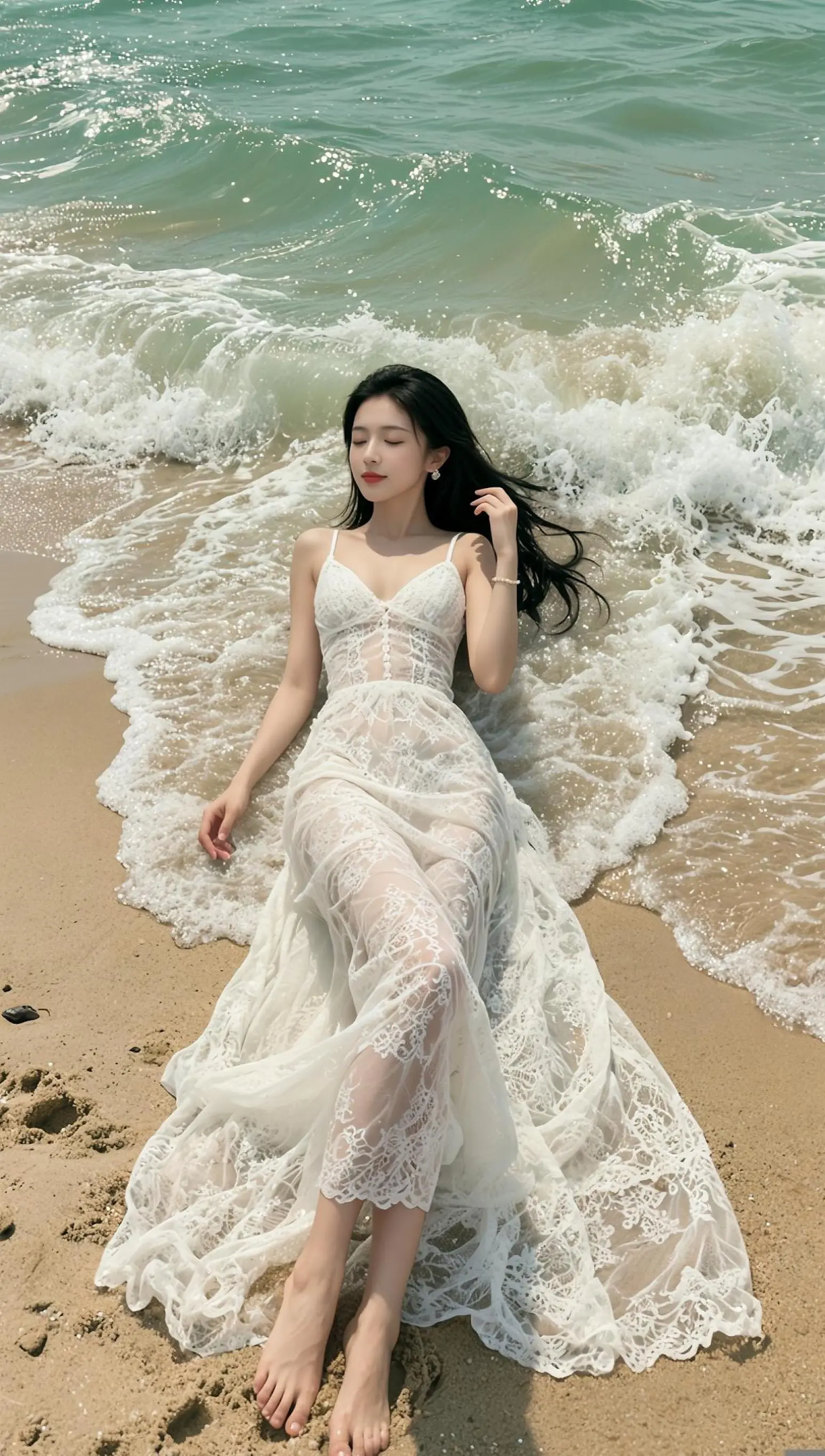 AI海滨蕾丝写真 ai创作