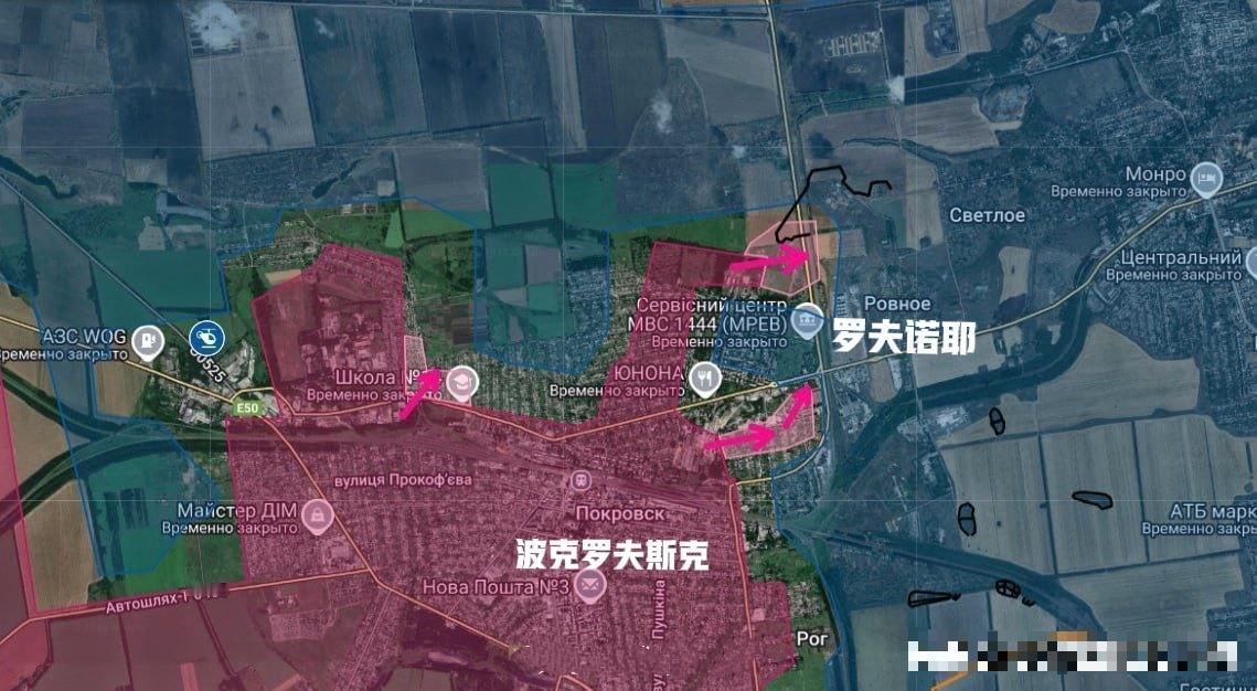 一片红啊，俄军已几乎完全占领波克罗夫斯克！看来，大蟋蟀所谓的“反攻”大概率是没戏