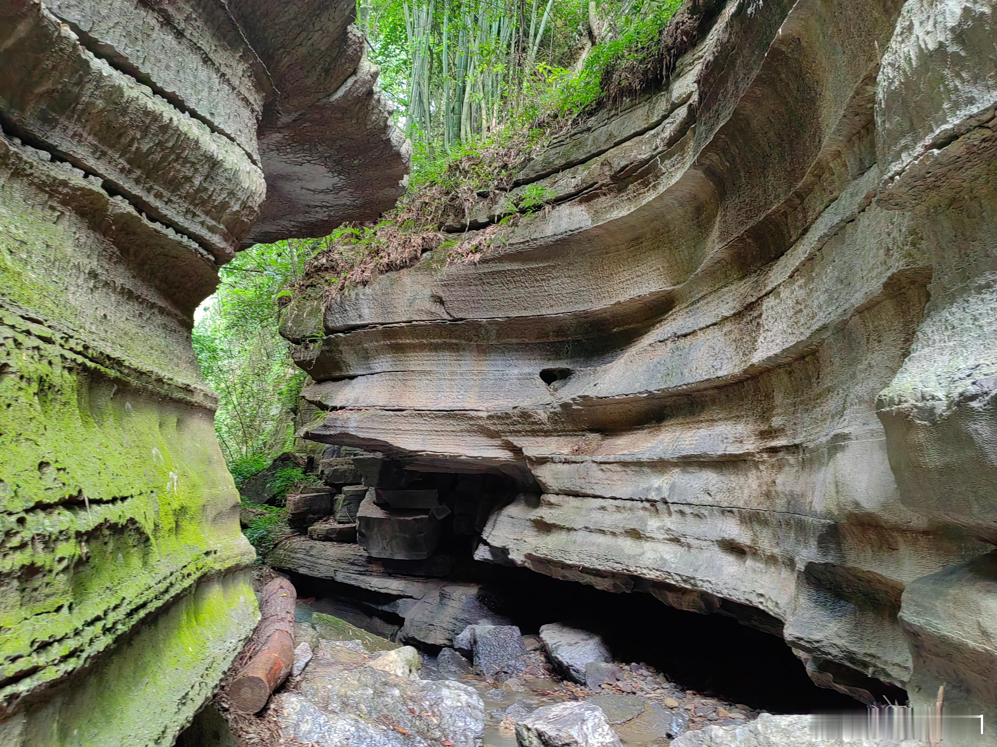 今天的溯溪探洞：重庆南川后河大峡谷。水很浅，石头很特别。