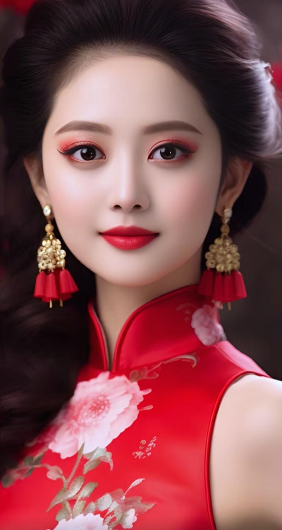 惊艳的东方美人，红衣华服，花枝招展，尽显古典美！高清美女美女人像群