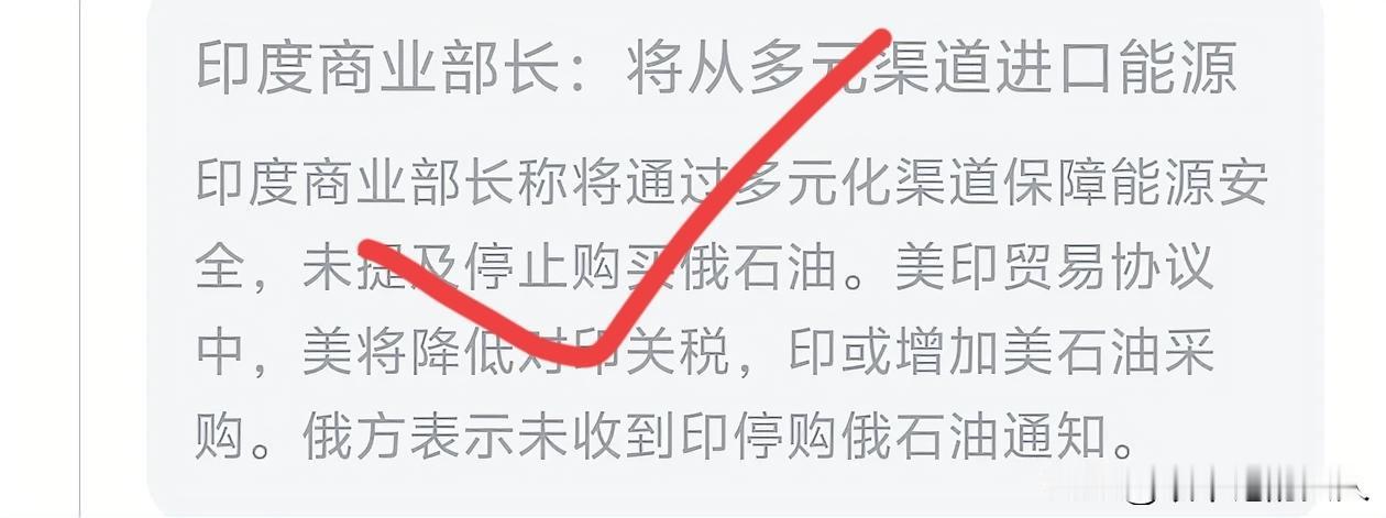 打脸了？！美国又被印度打脸了！看来前几天美国说印度已经停止购买俄罗斯石油是“意