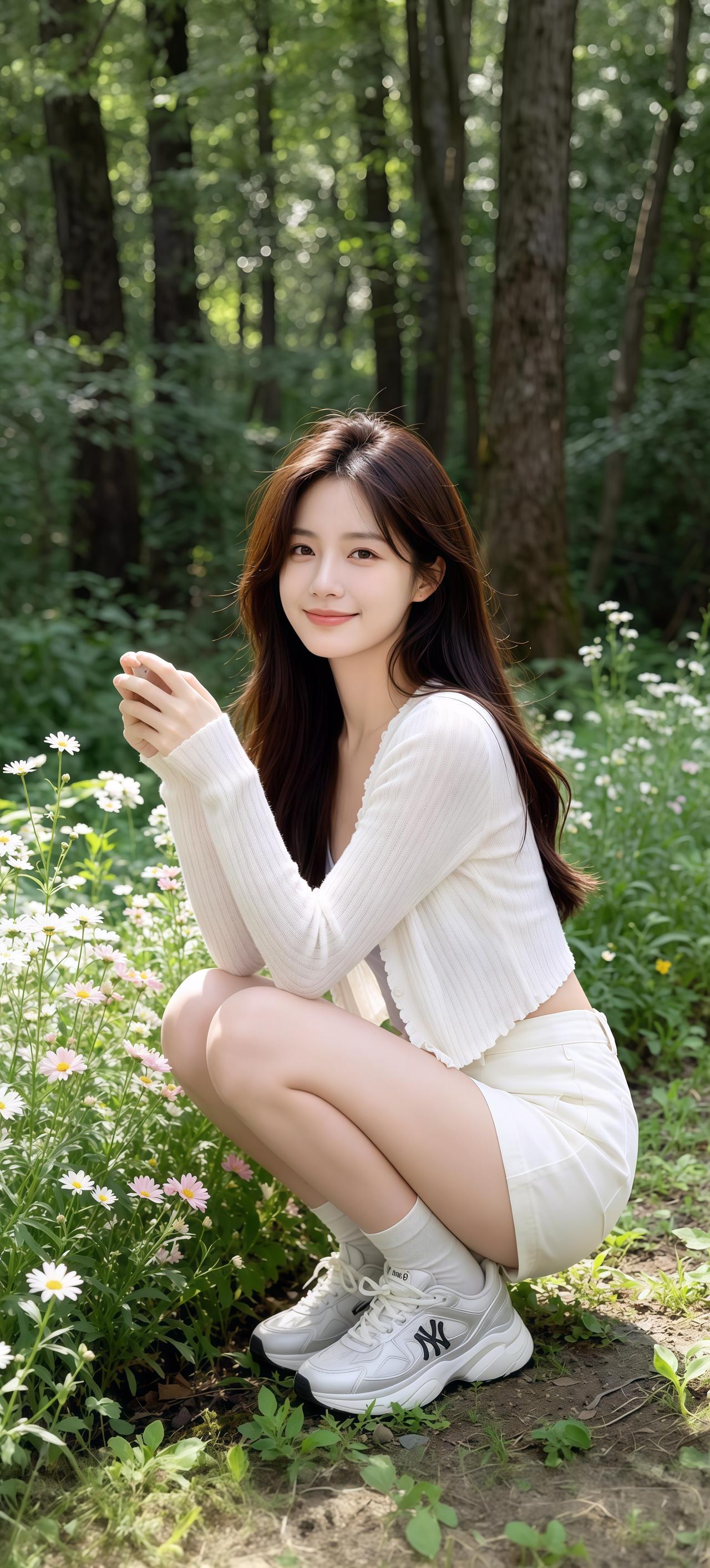 林间花影动，笑语入林深。