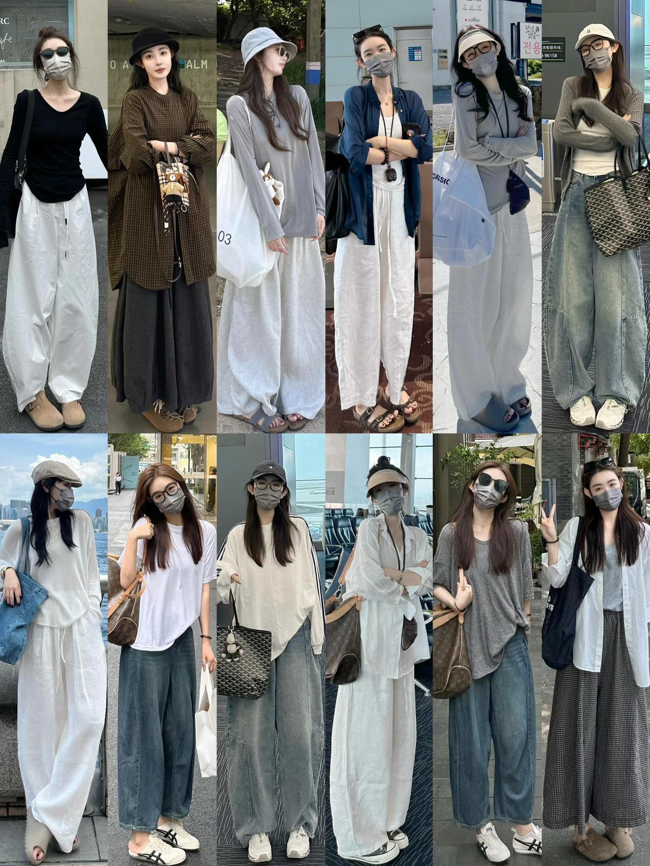 春夏穿搭越宽松越时髦，这组就很适合微胖女生！垂感阔腿裤、棉麻长裙和oversiz