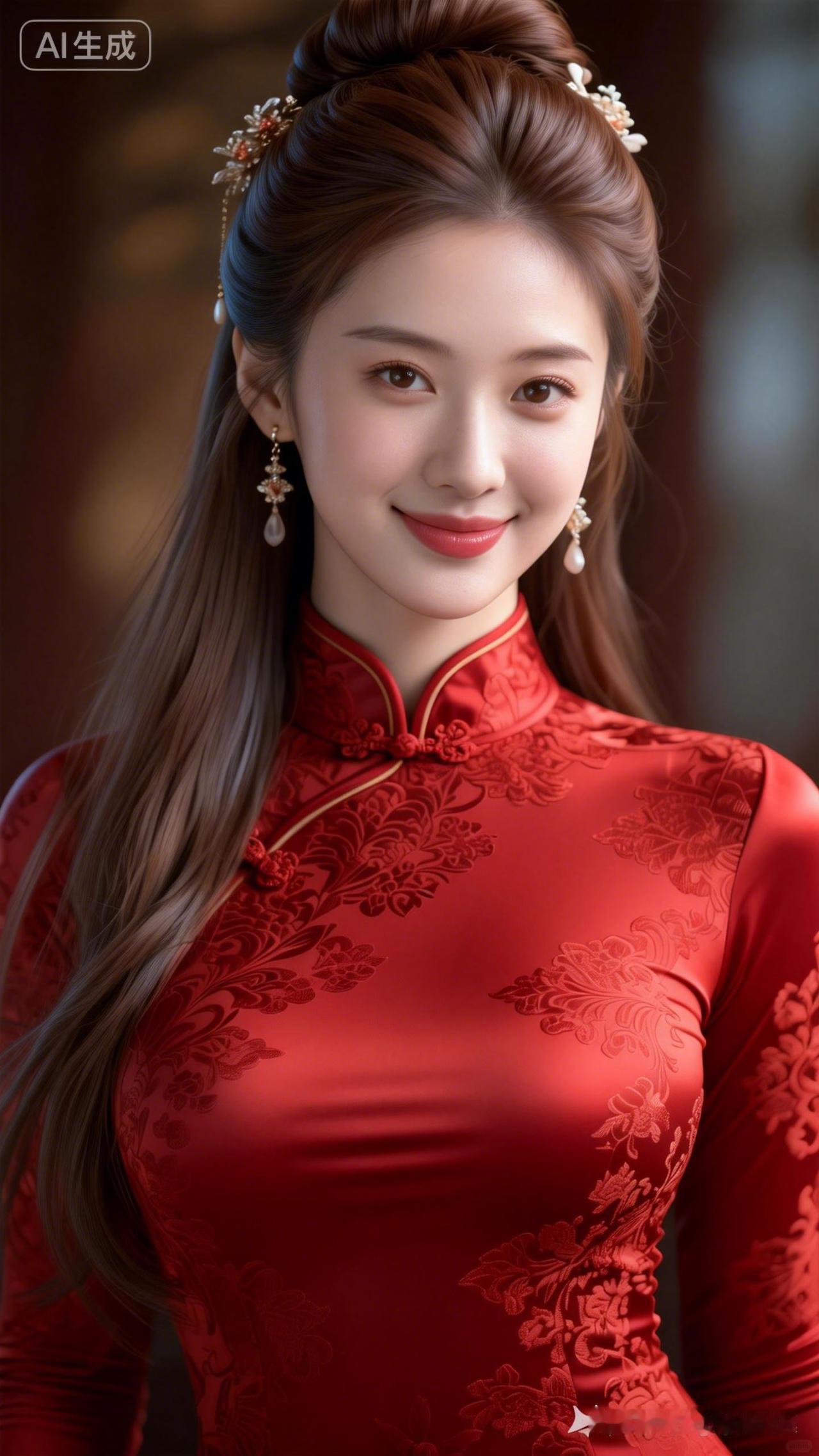 古风美女，红衣华服，精致妆容，韵味十足！🌸💄👗