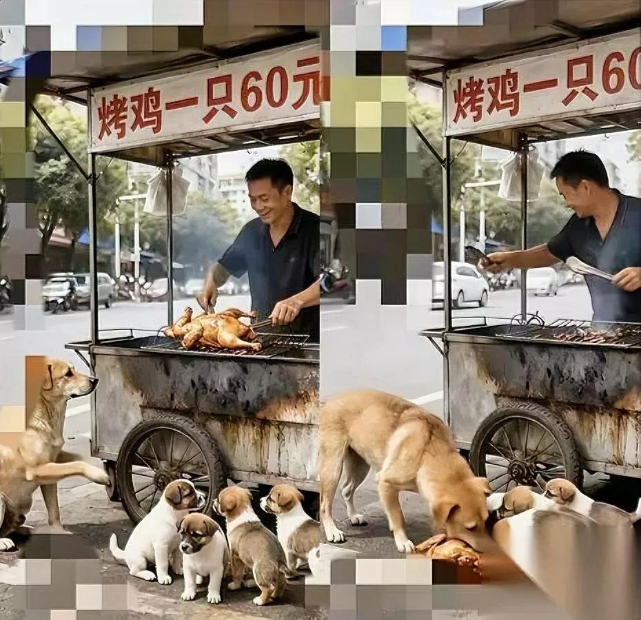 狗妈妈竟会作揖讨食？四只奶狗饿到发抖的模样，让它顾不上被驱赶的恐惧，硬撑着前