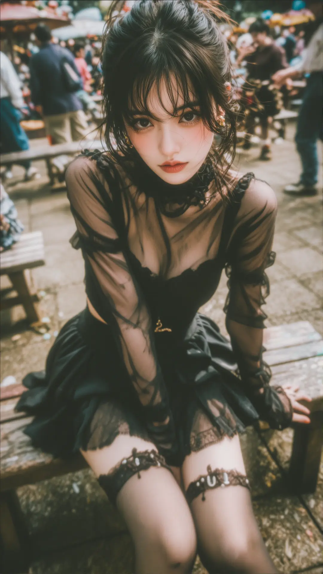 冷艳黑裙少女 洛丽塔时尚 黑蕾丝少女