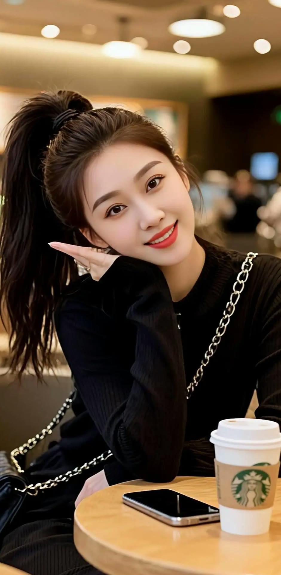 在星巴克享受悠闲时光，咖啡与手机的陪伴，生活如此美好！😊☕️📱