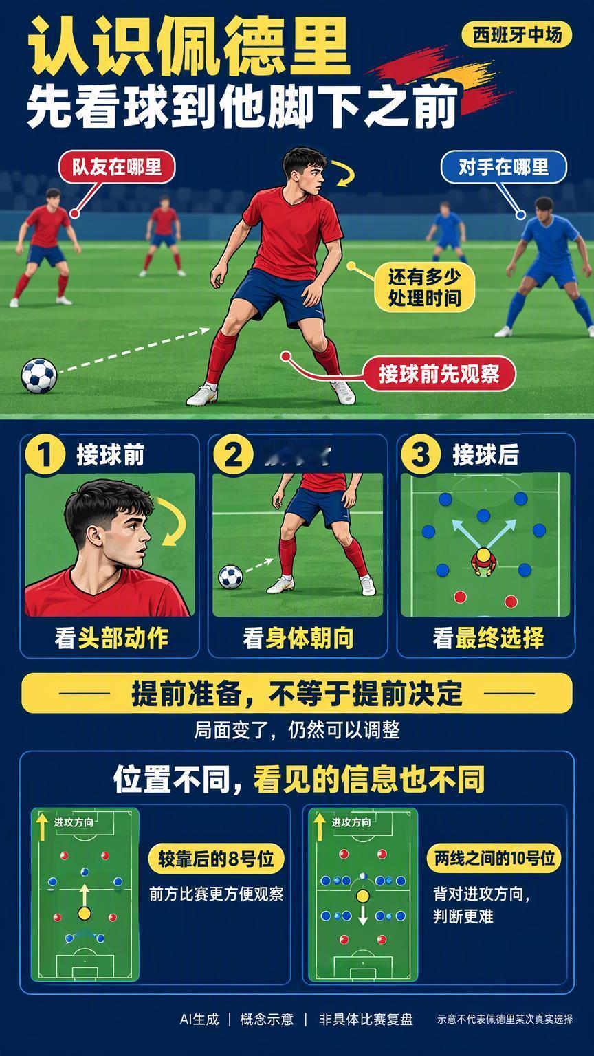 认识佩德里，先看球到他脚下之前佩德里接球前在看什么看欧国联，想认识西班牙中场佩德