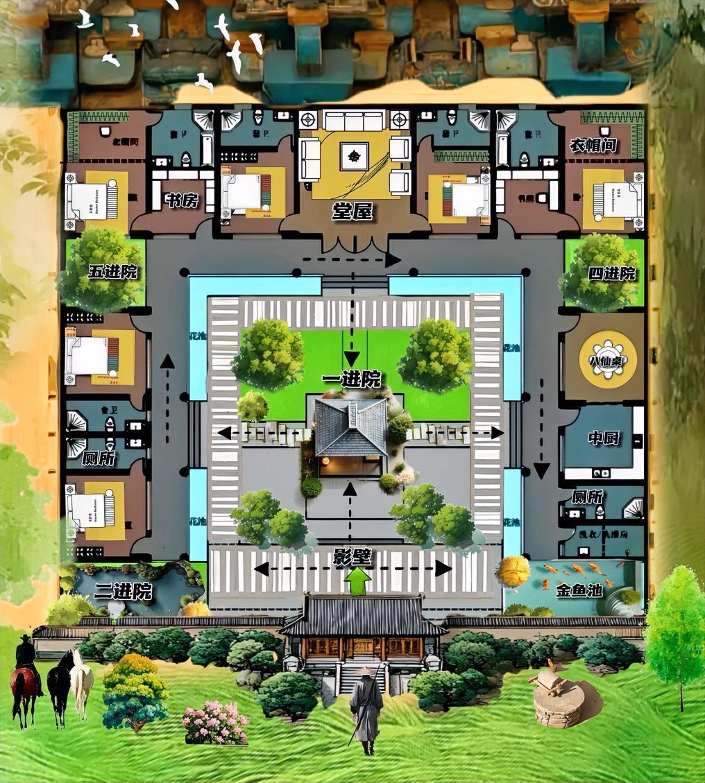 明明是普通的一块地，为啥长出艳丽的五进院，506㎡做出，它这七十年中，最正确的选