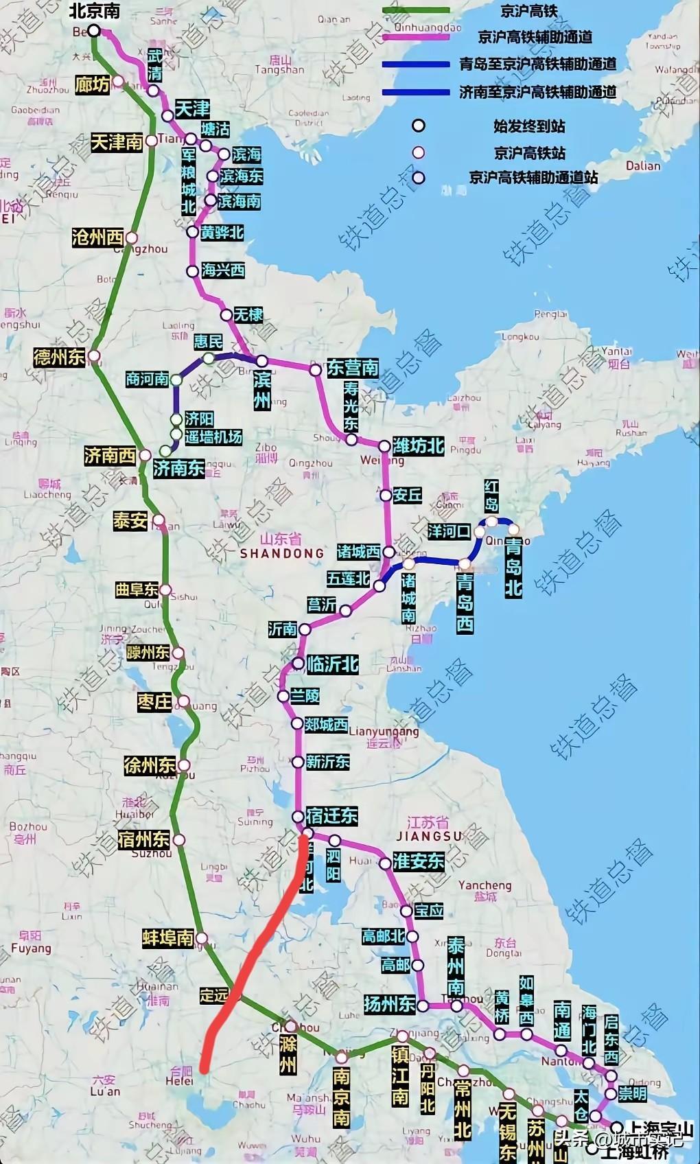 京沪二线官方确定，中国经济大动脉，有部分地图显示线路了，就差合新江苏段了。宿迁