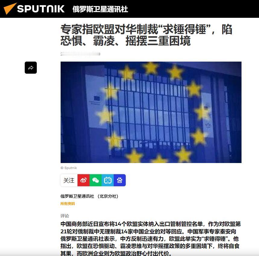 反噬如期而至，欧盟上演相互问责大戏：“当初是谁提议制裁中企的？”“为何非要主动挑