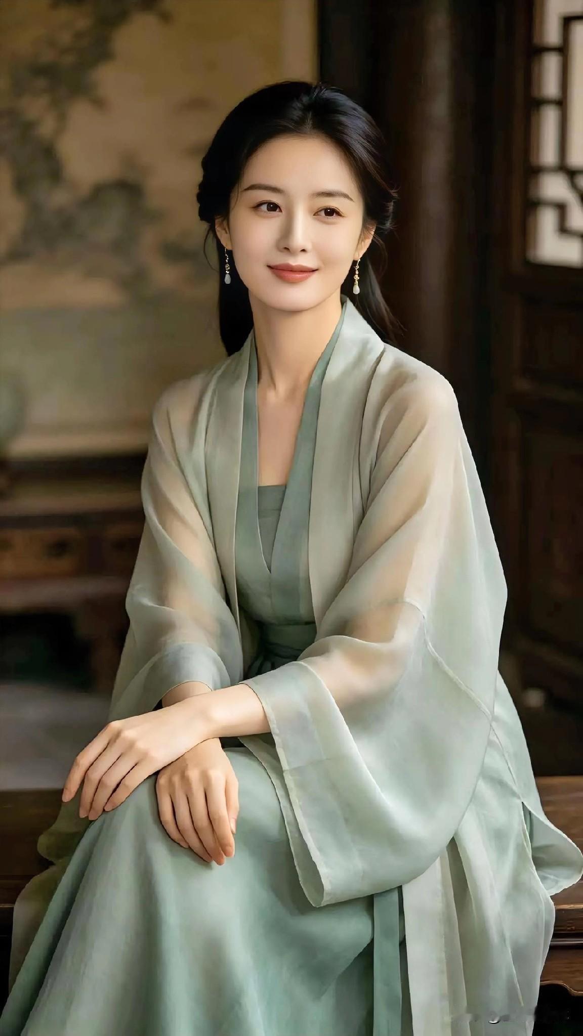 青衣如烟，静坐安然，温婉娴静，岁月温柔。