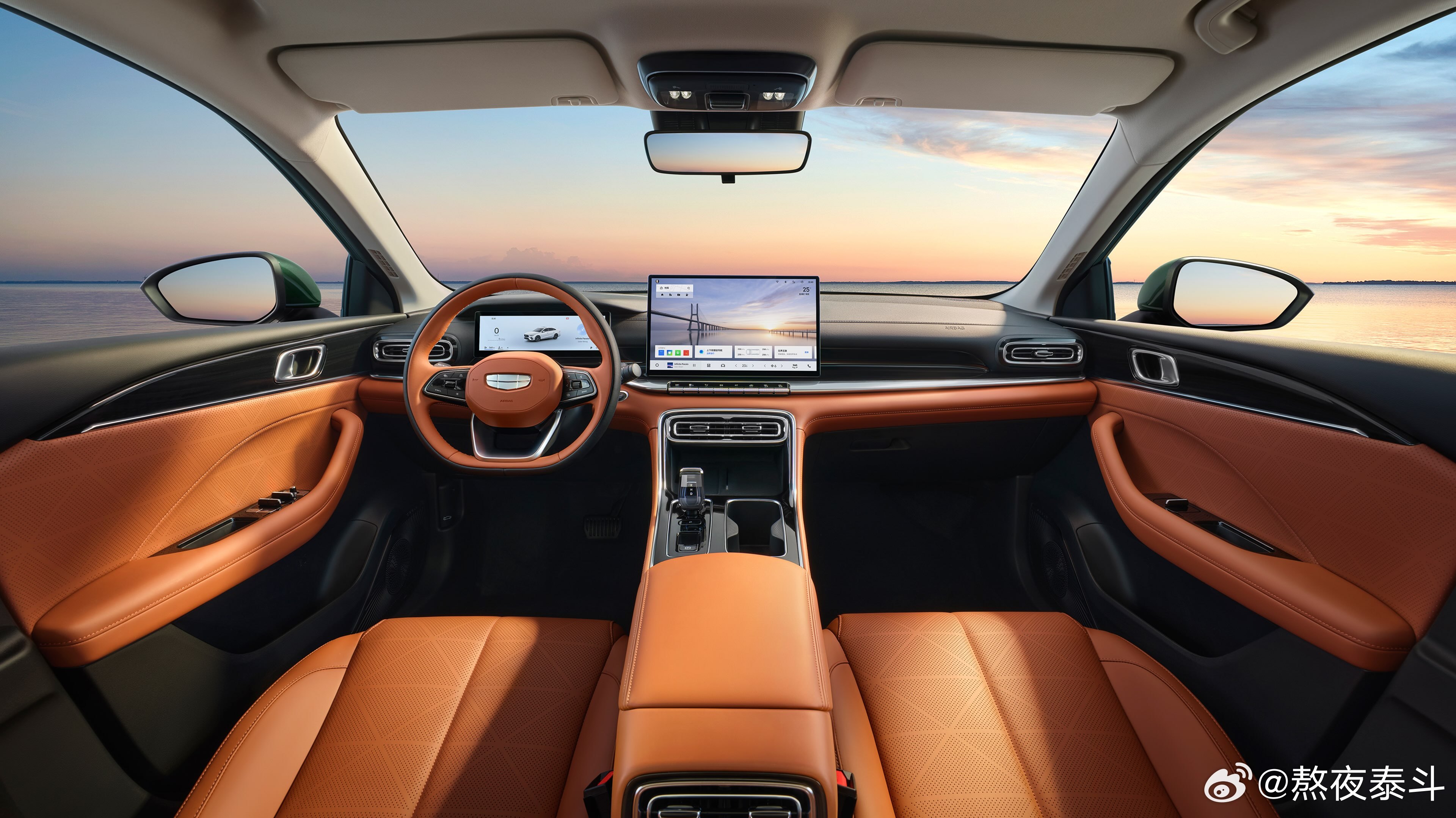 第五代帝豪内饰三款配色旷野棕图1云舒灰图2星夜黑图3第5代帝豪开启预售第五