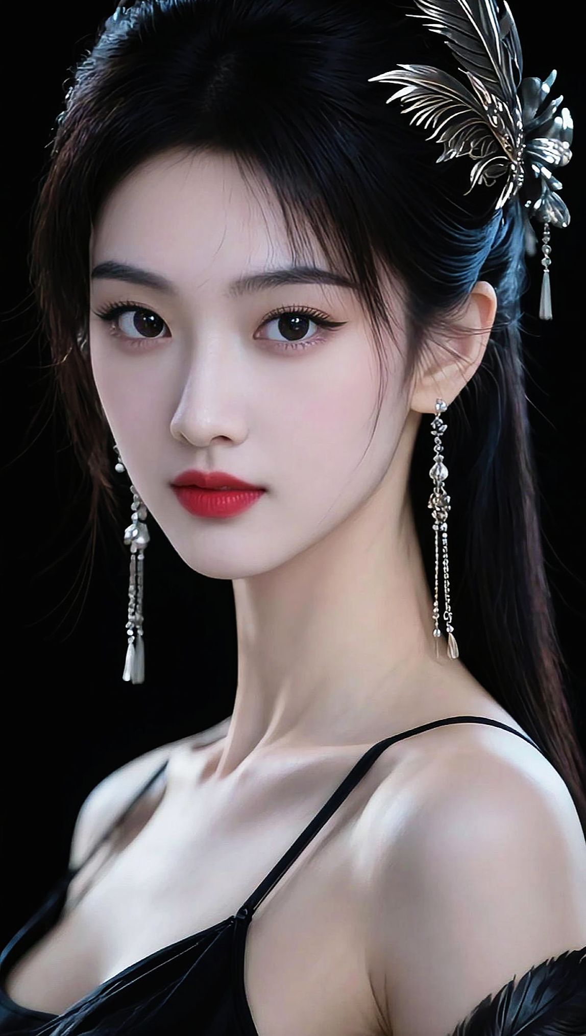 冷艳黑装照优雅气质御姐冷艳系又美又飒<!--{img...