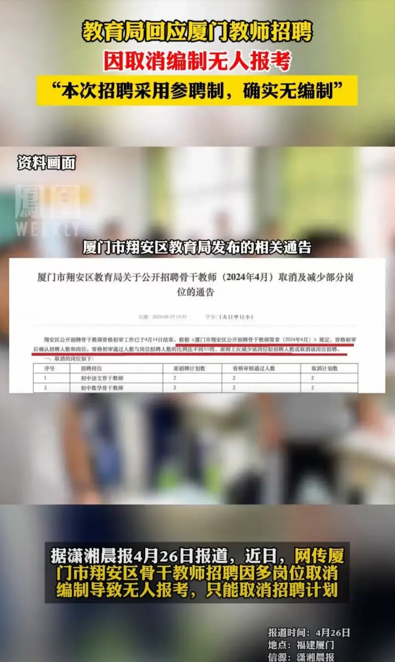 如果都按照厦门这样取消教师编制，知道最倒霉的是谁吗？现在公立学校因为是九年制义务